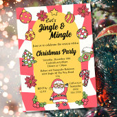 Retro Rode Groovy Jingle & Mingle Kerstfeest Kaart