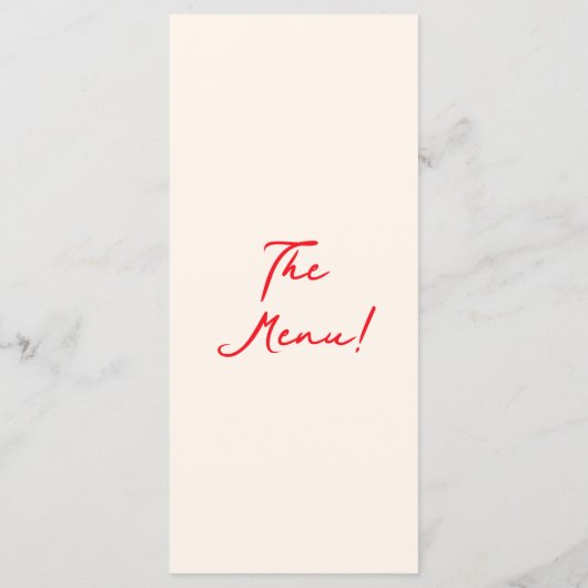 Retro rode hand geschreven getekend eigenzinnige l menu (Achterkant)