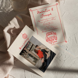 Retro rode hand getekend geschreven Schattigee fot Kaart