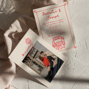 Retro rode hand getekend geschreven Schattigee fot Kaart