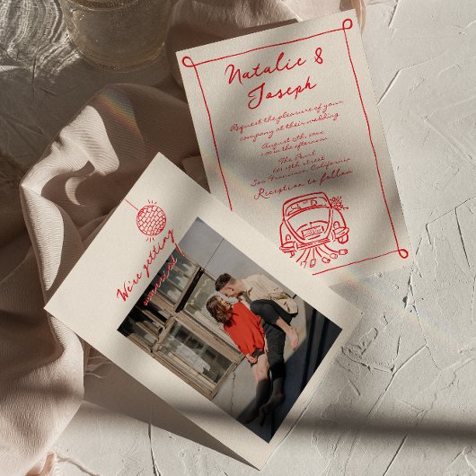 Retro rode hand getekend geschreven Schattigee fot Kaart