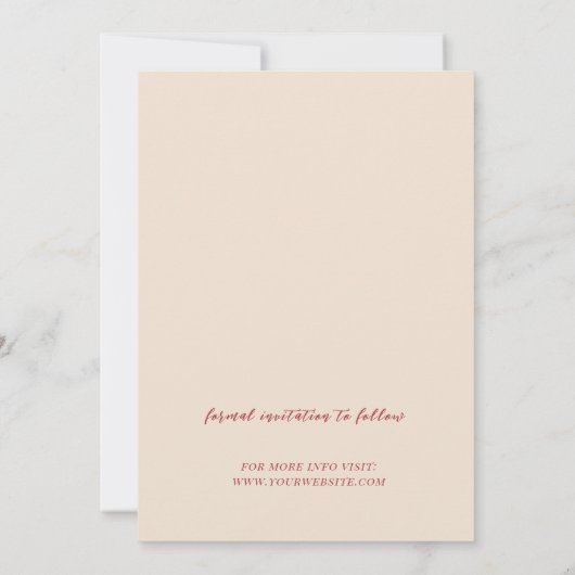 Retro Rode hand getekend Script Wedding sla de dat Save The Date (Achterkant)