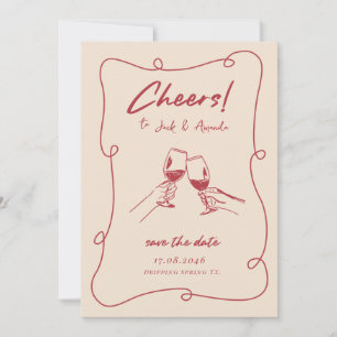 Retro Rode hand getekend Script Wedding sla de dat Save The Date
