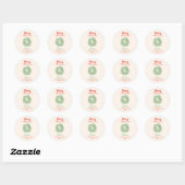 Retro Rode Hand Getekende Bogen Krans Prettig Kers Ronde Sticker (Vel)