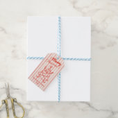 Retro Rode Hand Getekende Pret Kerstboom Vintage Cadeaulabel (Met Touw)
