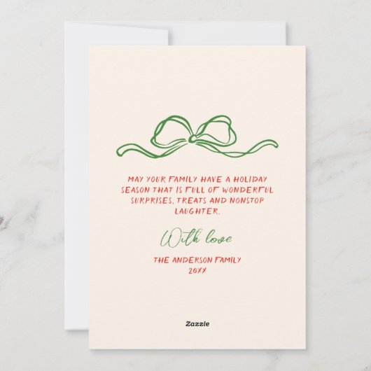 Retro Rode Hand Getrokken Boog Lijst Foto Kerstmis Feestdagenkaart (Achterkant)