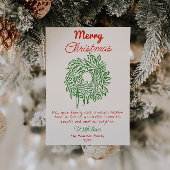 Retro Rode Hand Getrokken Bow Krans Foto Kerstmis Feestdagenkaart