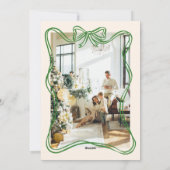 Retro Rode Hand Getrokken Bow Krans Foto Kerstmis Feestdagenkaart (Achterkant)