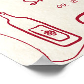 Retro Rode Hand getrokken Doodle Italiaans eten We Poster (Hoek)