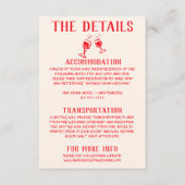 Retro rode hand getrokken eigenzinnige leuke bruil informatiekaartje (Voorkant)