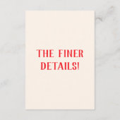 Retro rode hand getrokken eigenzinnige leuke bruil informatiekaartje (Achterkant)