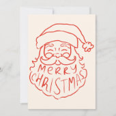 Retro Rode Hand Getrokken Kerstman Vrolijk Kerstmi Feestdagenkaart (Voorkant)