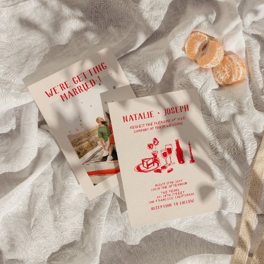 Retro rode hand getrokken krabbel eigenzinnige bru kaart