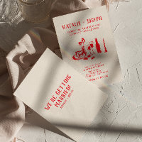 Retro rode hand getrokken krabbel eigenzinnige chi