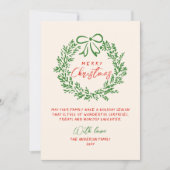 Retro Rode Hand Getrokken Ribbon Krans Foto Kerstm Feestdagenkaart (Voorkant)