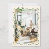 Retro Rode Hand Getrokken Ribbon Krans Foto Kerstm Feestdagenkaart (Achterkant)