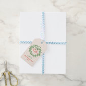 Retro Rode Hand Getrokken Ribbon Krans Vrolijk Ker Cadeaulabel (Met Touw)