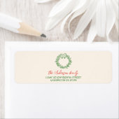 Retro Rode Hand Getrokken Ribbon Krans Vrolijk Ker Etiket (Insitu)