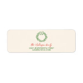 Retro Rode Hand Getrokken Ribbon Krans Vrolijk Ker Etiket (Voorkant)