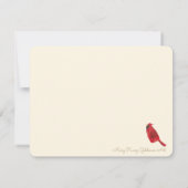 Retro Rode Kardinaal Chic Handgeïllustreerd Notitiekaartje (Achterkant)