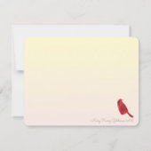 Retro Rode Kardinaal Chic Handgeïllustreerd Notitiekaartje (Achterkant)