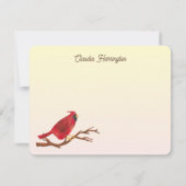Retro Rode Kardinaalvogel Chique Handgeïllustreerd Notitiekaartje (Voorkant)