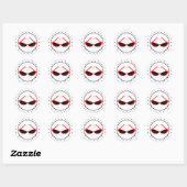 Retro Rode Kat Oog Zonnebril & Zwarte Polka Dots Ronde Sticker (Vel)