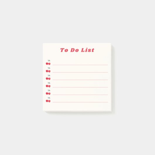 Retro Rode Kersen Bullet Point Takenlijst Rood Crè Post-it® Notes (Voorkant)