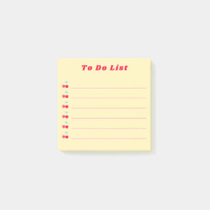 Retro Rode Kersen Bullet Punt Takenlijst Geel Post-it® Notes