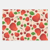 Retro rode kersen fruit boomgaard patroon plat inpakpapier vel (Voorkant)