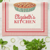 Retro rode kersen geruite keukenhanddoek (Gevouwen)