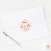 Retro Rode Kersen met Roze Strik Script Bedankt Ronde Sticker (Envelop)
