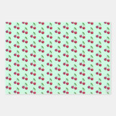 Retro Rode Kersen Verpakking Mintgroene Kerstmis Inpakpapier Vel (Voorkant 3)