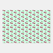 Retro Rode Kersen Verpakking Mintgroene Kerstmis Inpakpapier Vel (Voorkant 2)