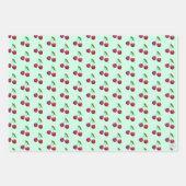 Retro Rode Kersen Verpakking Mintgroene Kerstmis Inpakpapier Vel (Voorkant)