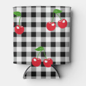 Retro Rode Kersen Zwart Wit Buffalo Plaid Gingham Blikjeskoeler (Voorkant)