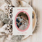 Retro rode kerst Familiefoto Feestdagenkaart