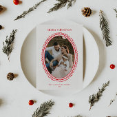 Retro rode kerst Familiefoto Feestdagenkaart