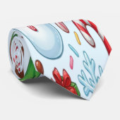 Retro Rode Kerst Kersen Wonderland Kerstmis Stropdas (Opgerold)