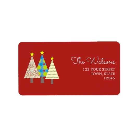 Retro Rode Kerst Retouradres Etiket (Voorkant)
