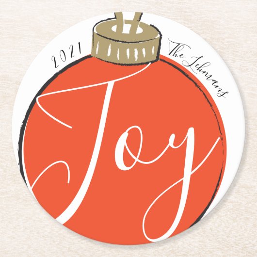 Retro rode kerst ronde kartonnen onderzetter (Voorkant)