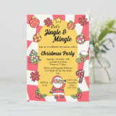 Retro Rode Kerstfeest met Jingle & Mingle Kaart (Staand voorkant)
