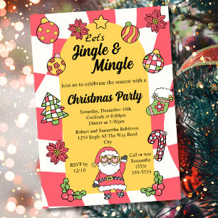 Retro Rode Kerstfeest met Jingle & Mingle Kaart