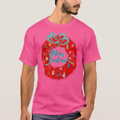 Retro rode kerstkrans t-shirt (Voorkant)