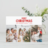 Retro Rode Kerstmis Feestdagenkaart (Staand voorkant)