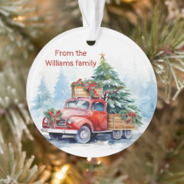 Retro Rode Kerstwagen Ornament