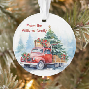 Retro Rode Kerstwagen Ornament