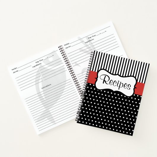Retro Rode Keuken Recept Notitieboek Kookboek Gift (Binnen)