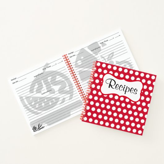 Retro rode keukenreceptenboek cadeau notitieboek (Binnen)