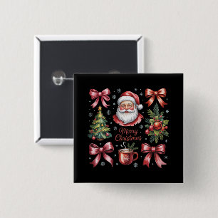 Retro Rode Koker Christmas Lief Xmas Vakantie Vierkante Button 5,1 Cm